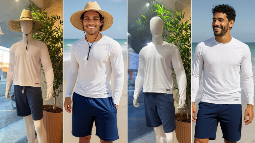 O FotoModel permite inserir seus modelos em cenários diversos, otimizando a apresentação para e-commerce e redes sociais.

